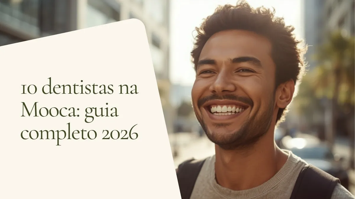 Pessoa sorrindo de forma natural e confiante — capa do guia '10 Dentistas na Mooca: Guia Completo 2026', do consultório da Dra. Cléo Salustiano, dentista na Mooca, São Paulo.