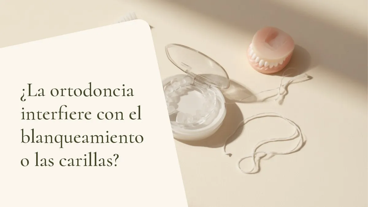 Objetos de odontología relacionados con el tema sobre una superficie clara — portada del artículo '¿La ortodoncia interfiere con el blanqueamiento o las carillas?', del consultorio de la Dra. Cléo Salustiano, dentista en la Mooca, São Paulo.