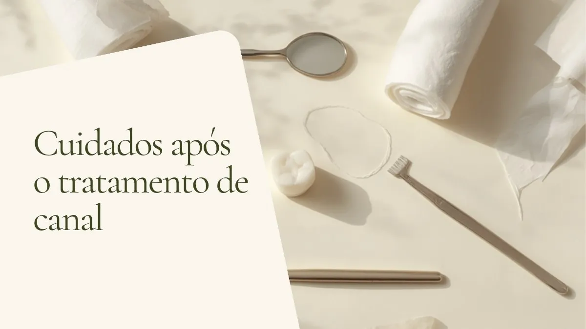 Objetos de odontologia relacionados ao tema sobre superfície clara — capa do artigo 'Cuidados após o tratamento de canal', do consultório da Dra. Cléo Salustiano, dentista na Mooca, São Paulo.