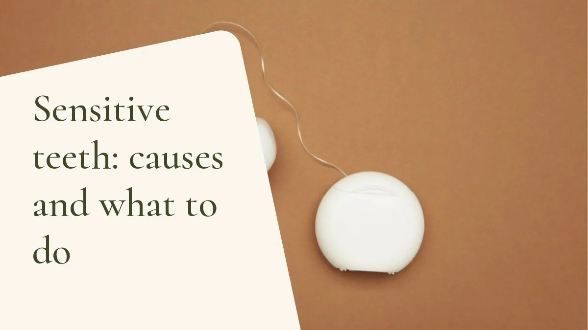 Dental objects related to the topic on a light surface — cover of the article 'Sensitive teeth: causes and what to do', from the dental office of Dr. Cléo Salustiano, a dentist in Mooca, São Paulo.