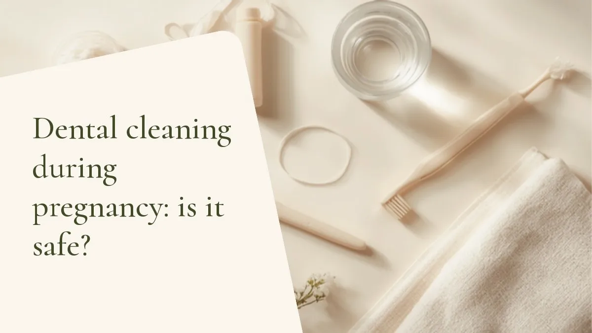 Dental instruments related to the topic on a light surface — cover of the article 'Dental cleaning during pregnancy: is it safe?', from the dental office of Dr. Cléo Salustiano, dentist in Mooca, São Paulo.