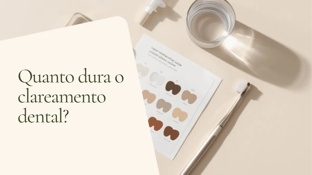 Objetos de odontologia relacionados ao tema sobre superfície clara — capa do artigo 'Quanto dura o clareamento dental?', do consultório da Dra. Cléo Salustiano, dentista na Mooca, São Paulo.