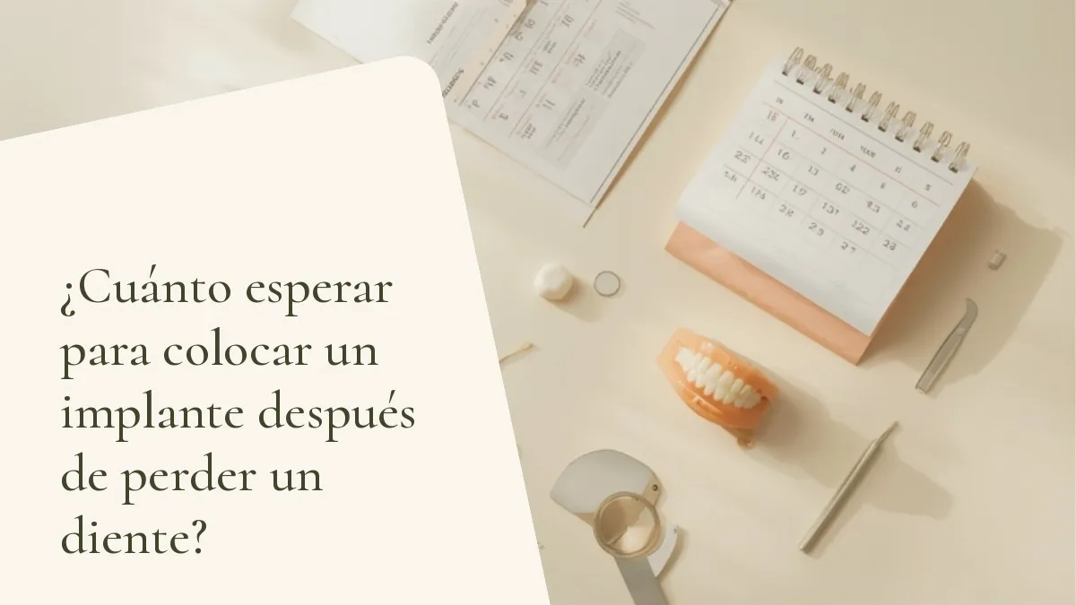 Instrumentos odontológicos relacionados con el tema sobre una superficie clara — portada del artículo '¿Cuánto esperar para colocar un implante después de perder un diente?', del consultorio de la Dra. Cléo Salustiano, dentista en Mooca, São Paulo.